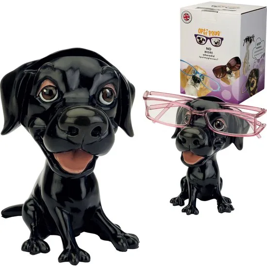 Brillenhalter schwarzer Labrador Welpe Polyresin MadDeco 12 cm hoch
