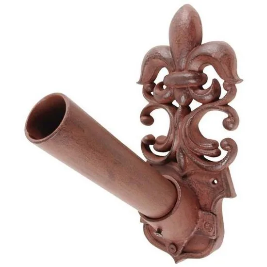 MadDeco Fahnenhalter Gusseisen Fleur-de-Lis braun 17x25x23 cm
