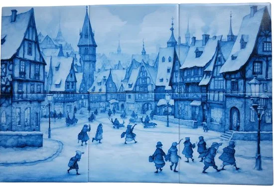 MadDeco Fliesenbild Winterszene Anton-Pieck-Stil 6 Friesische Witjes 26x39 cm