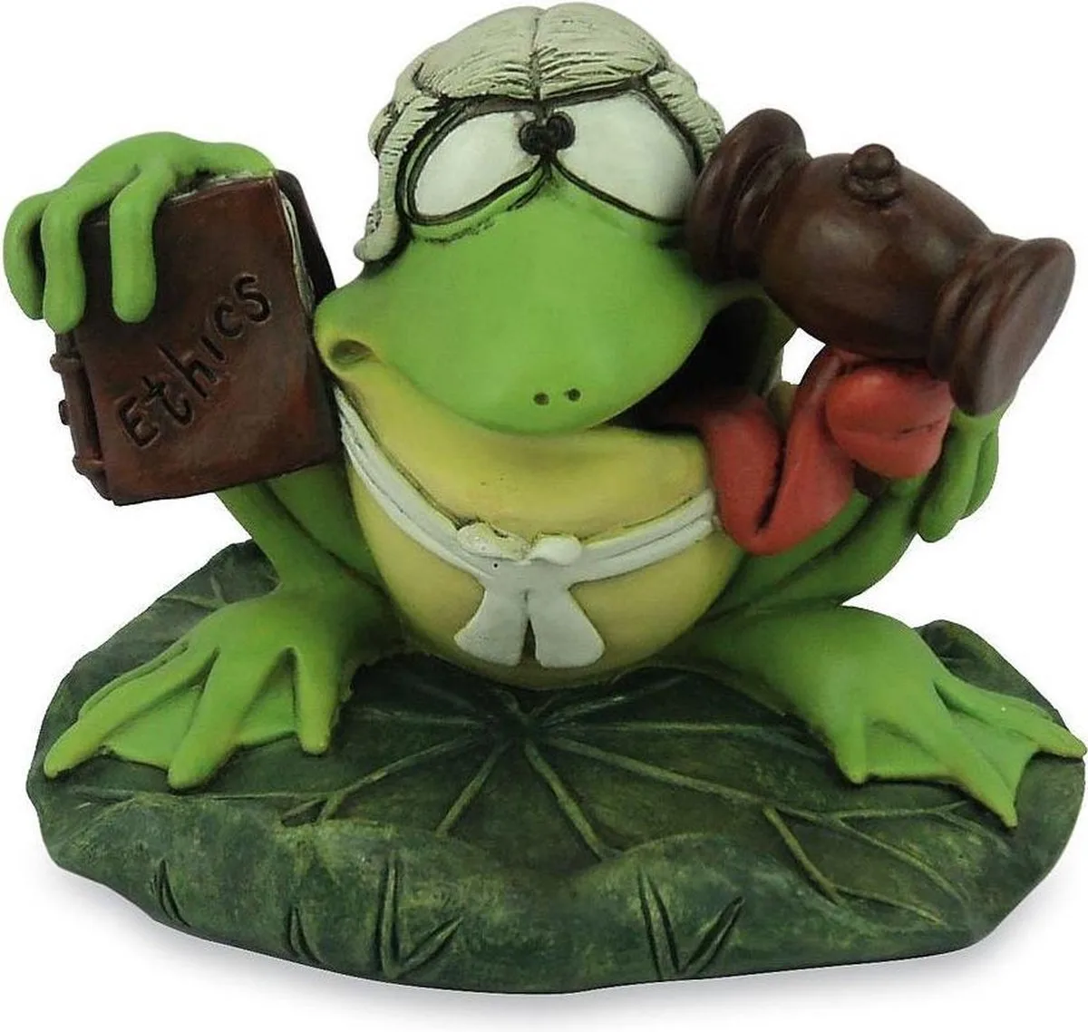 MadDeco Frosch Richter Figur Warren Stratford grün Polyresin 12x12x10,5 cm