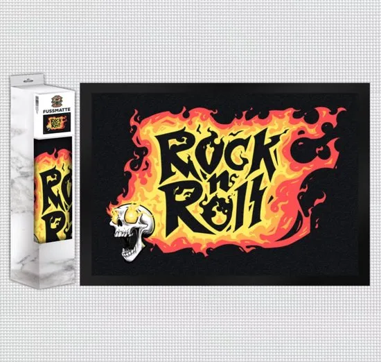 MadDeco Fußmatte 'Rock n Roll' — Gummi, synthetische Fasern, schwarz, 35×50 cm