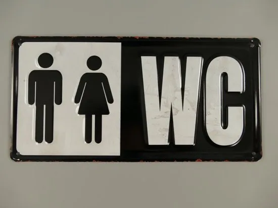 MadDeco gestanztes Blechschild WC Herren & Damen – 30 x 15 cm