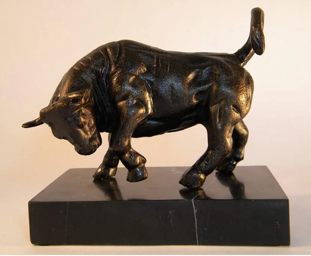 MadDeco Gusseisen Stier auf Sockel – dekorative Figur 20×11×14 cm