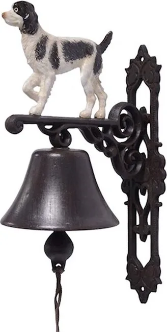 MadDeco Gusseisen Türglocke Cocker Spaniel Schwarz-Weiß Wandmontage 33x8x8 cm