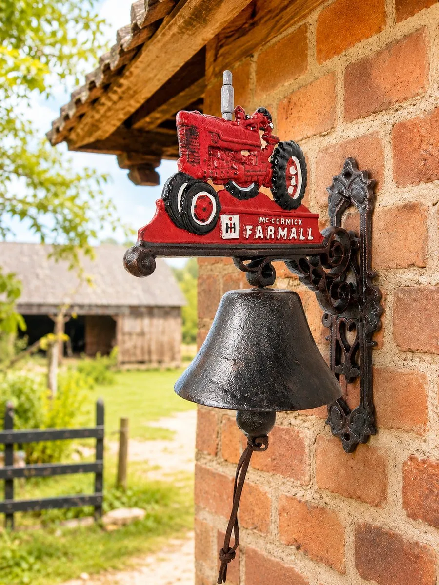 MadDeco Gusseisen Türglocke mit Traktor bunt 14x26,5x33 cm