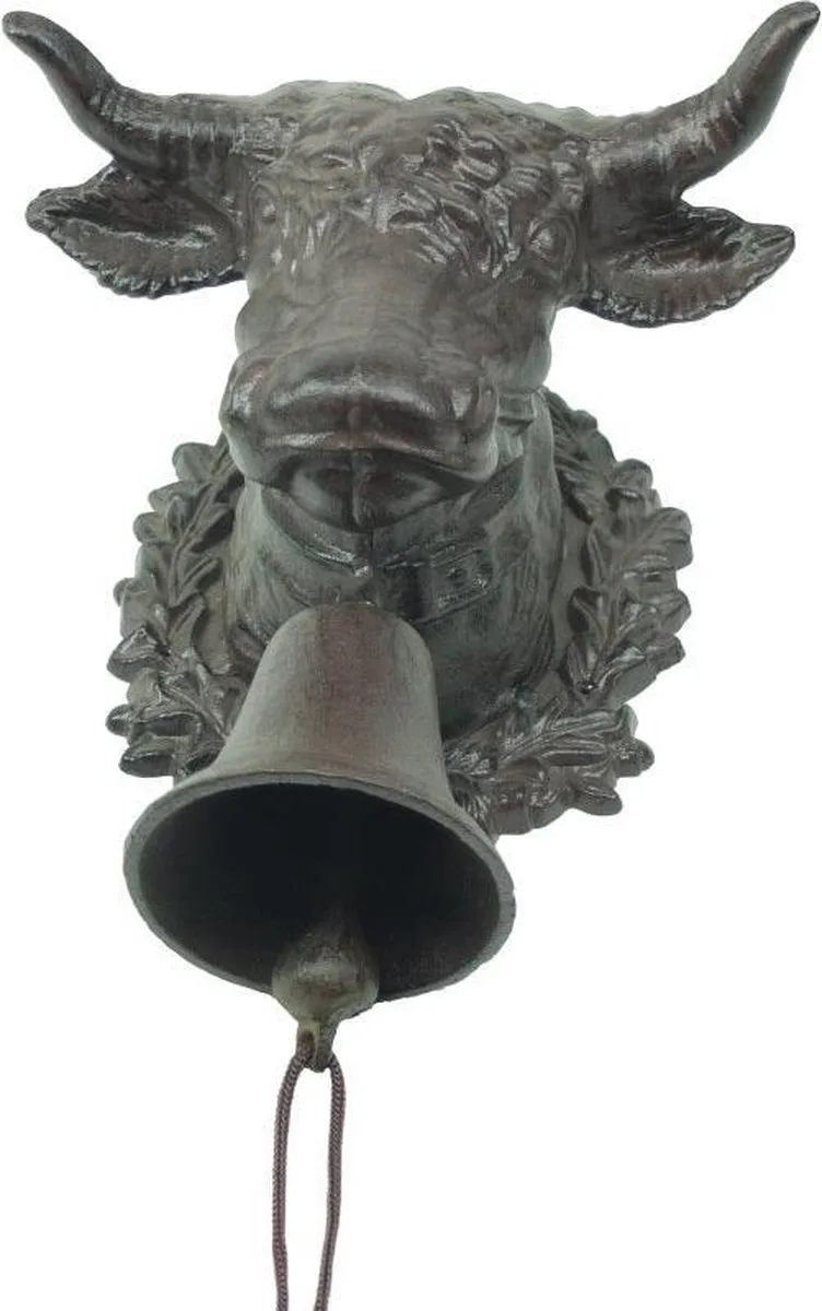MadDeco Gusseisen-Türglocke Stierkopf massiv 36x30x24 cm