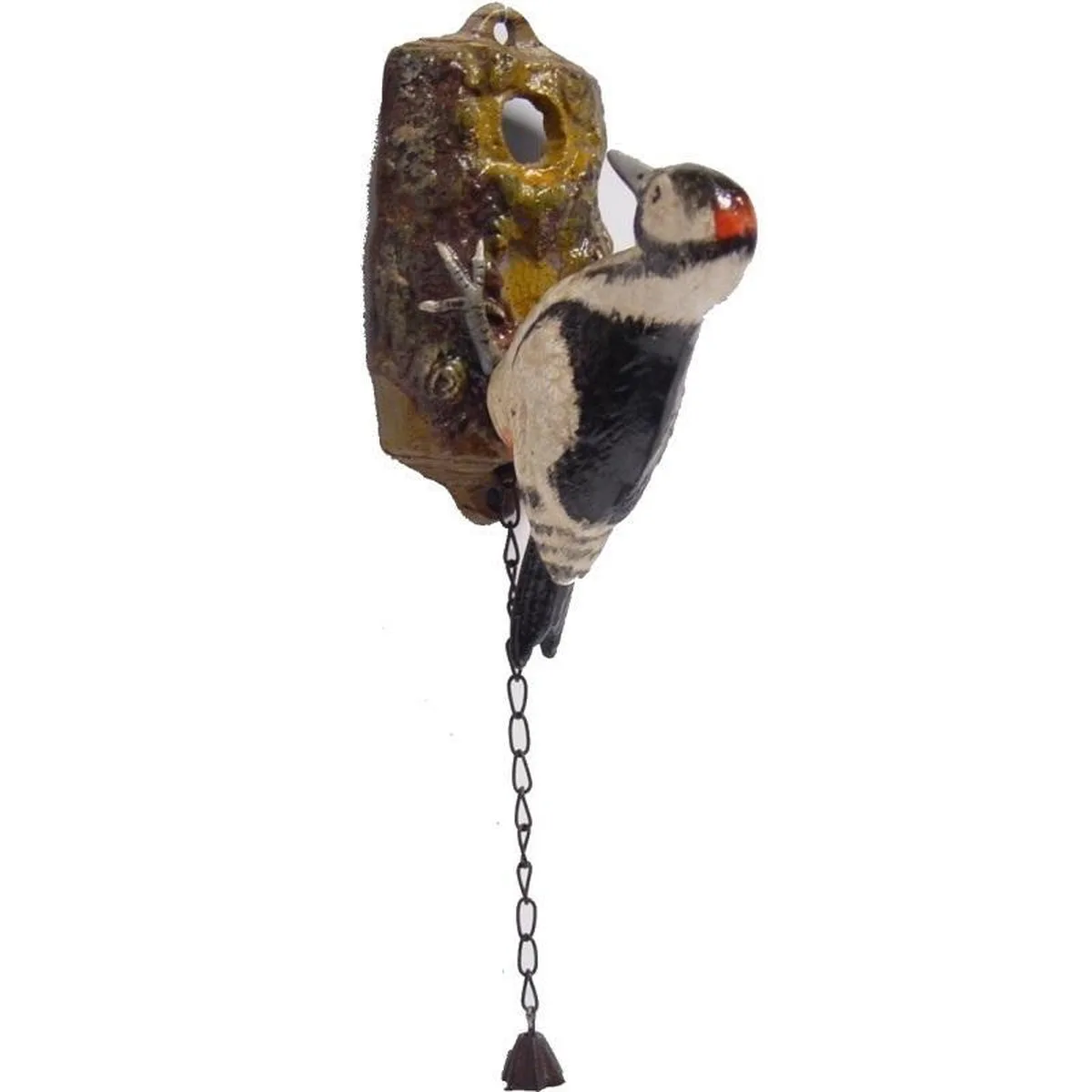 MadDeco Gusseisen-Türklopfer Buntspecht mit Glöckchen 20,5x9,5x10 cm