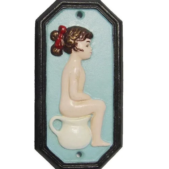 MadDeco Gusseiserne Toilettenschilder Junge & Mädchen blau – 2 Stück
