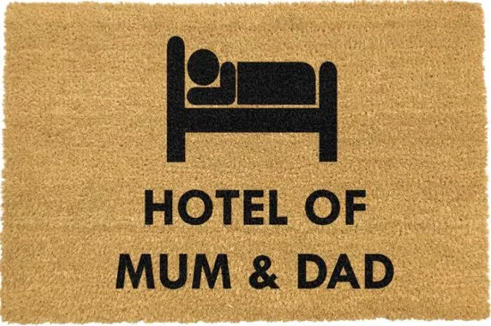 MadDeco Kokosmatte Hotel of Mum and Dad mit Symbol 60x40 cm