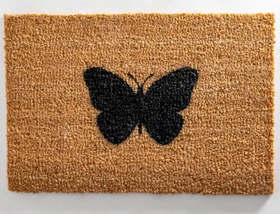 MadDeco Kokosmatte Schmetterling Motiv schwarz Silhouette 60x40 cm