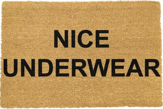 MadDeco Kokos Fussmatte Nice Underwear beige schwarz innen aussen 60x40 cm