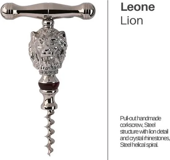 MadDeco Korkenzieher Löwe Versilbert 925 Italienisches Design Handgefertigt 12,5 cm