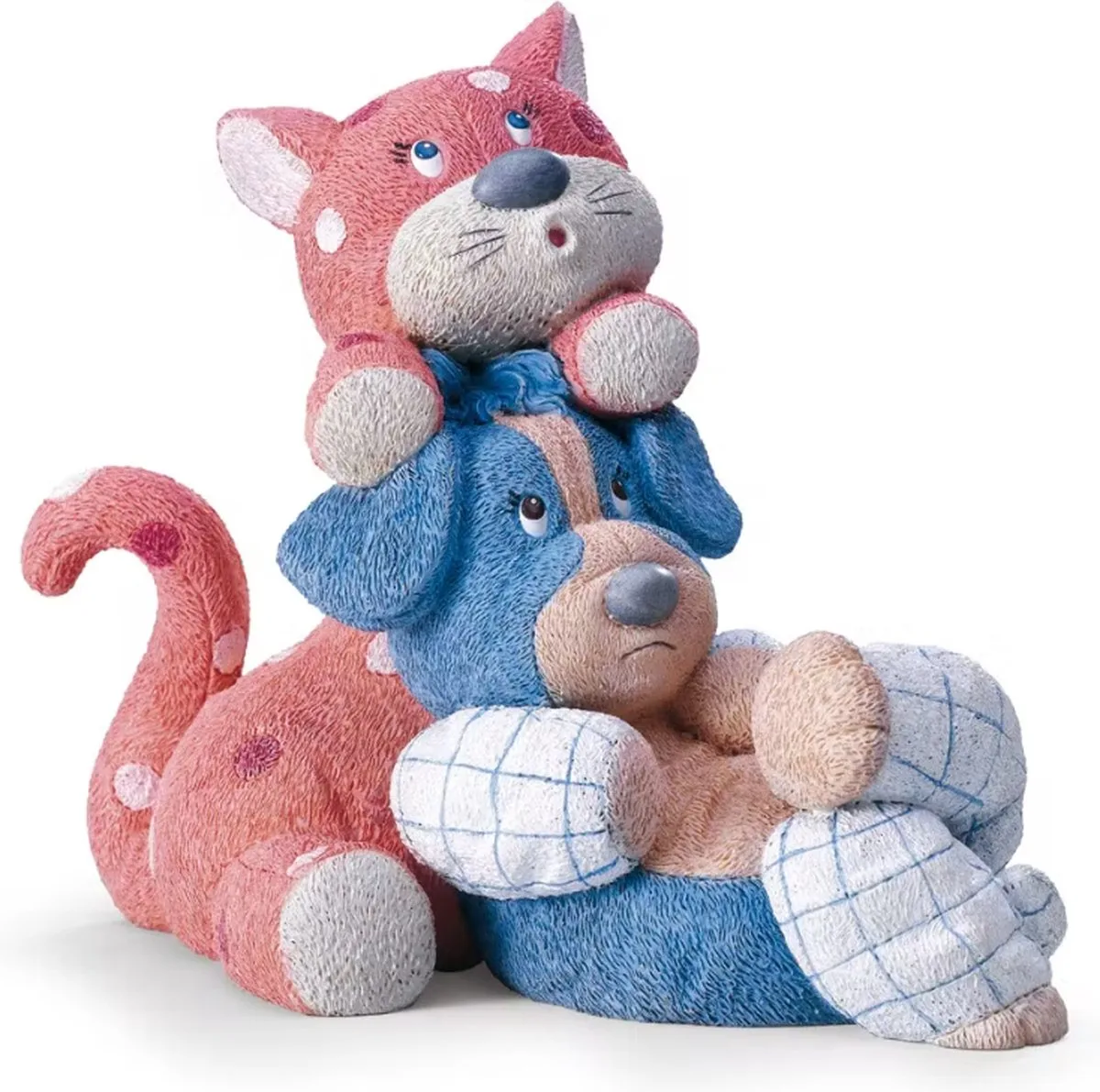 MadDeco Nadal Moderne Zeiten Hund und Katze Junge Maedchen Polyresin 20 cm