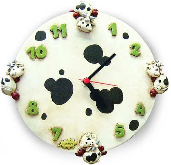 MadDeco Paolo Chiari Kuh-Wanduhr — Polystone, 19×19 cm