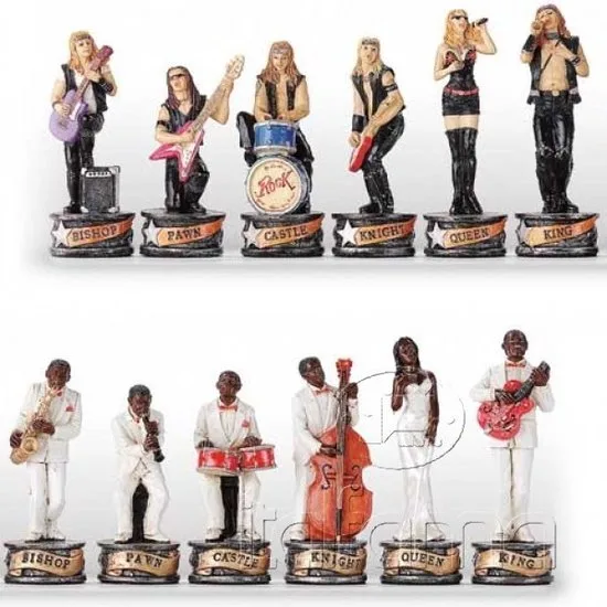MadDeco Schachspiel Jazz vs Rock Polyresin handbemalt 32x32 cm + Zertifikat