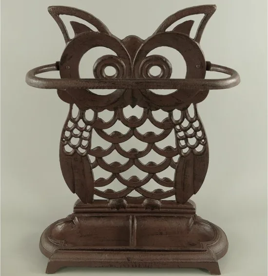 MadDeco Schirmständer Gusseisen Eule braun 41x15x50 cm