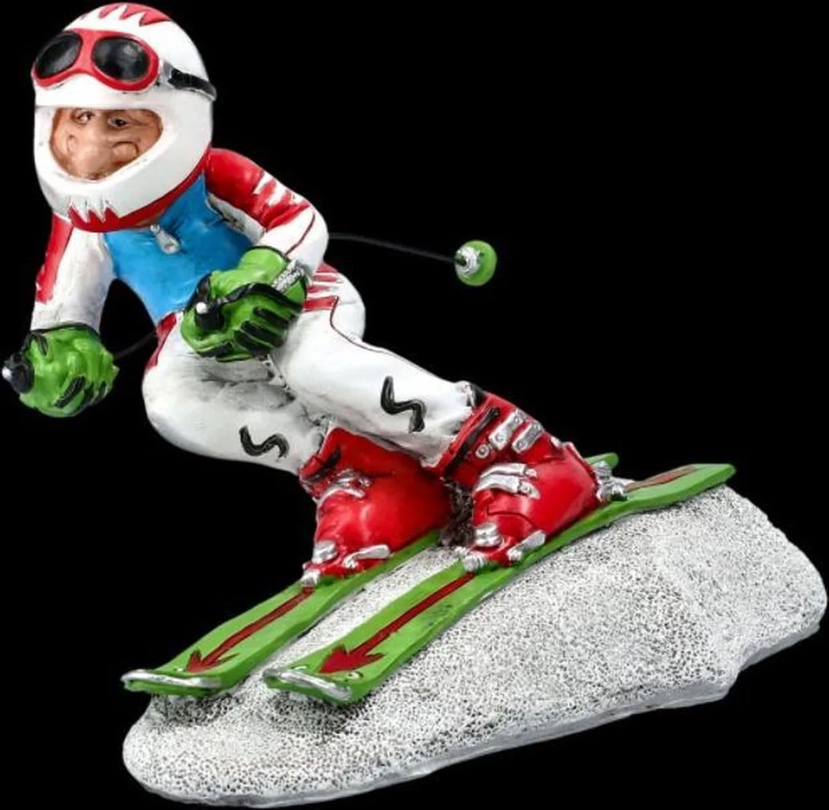 MadDeco Skifahrer Figur Polyresin – Warren Stratford 13×19×14 cm