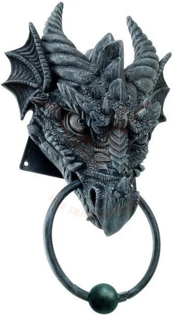 MadDeco Türklopfer Drache Polyresin grau-bronze 15x7,5x24 cm