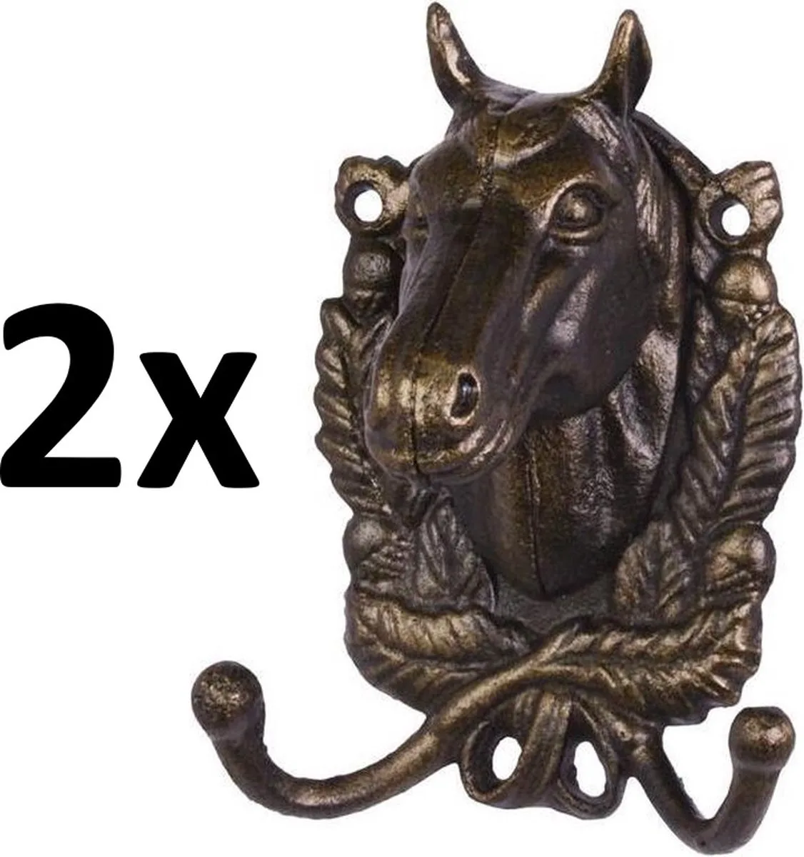 MadDeco Wandhaken Pferdekopf — Gusseisen, Set 2 Stück, 15×11 cm