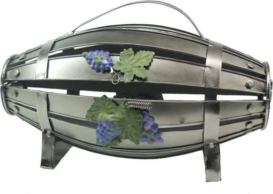MadDeco Weinflaschenhalter Weinfass Metall Silber 32x18x21 cm