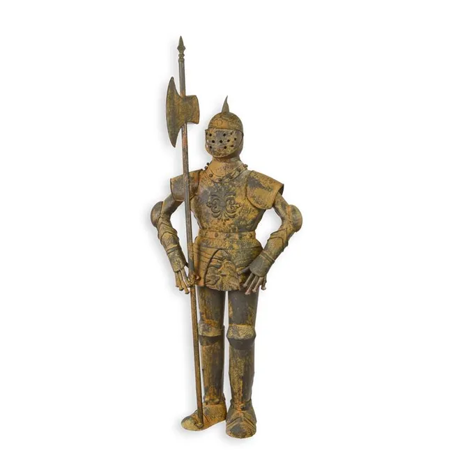 Miniatur Ritterruestung mit Streitaxt Bronzefarbe