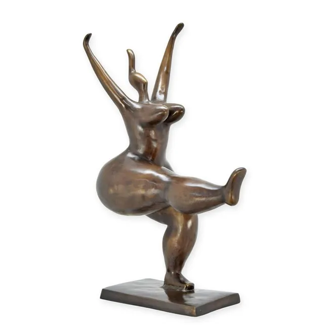 Modernistisches Bronze Werk tanzende Frau Akt