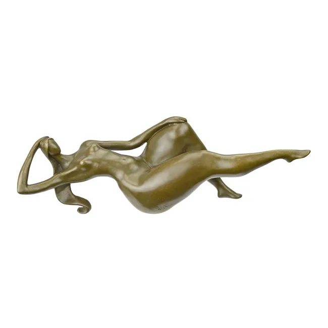 Modernistische Bronzeskulptur liegende Frau
