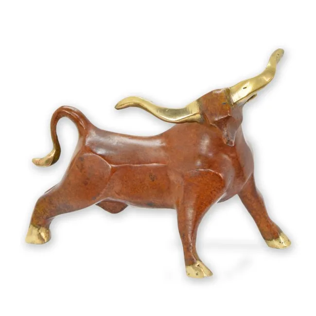 Modernistische Bronzeskulptur Stier 17 cm hoch