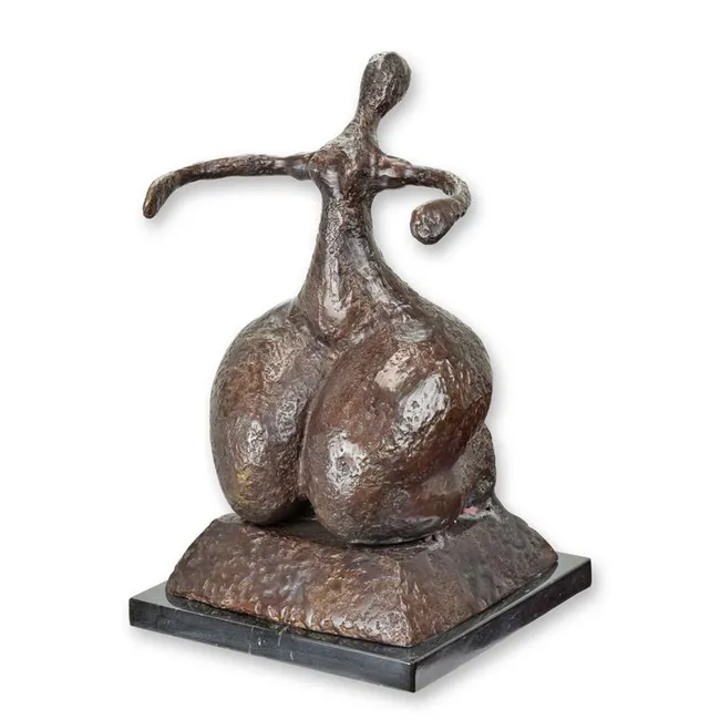 Modernistischer Bronze-Frauenakt liegend kubistisch