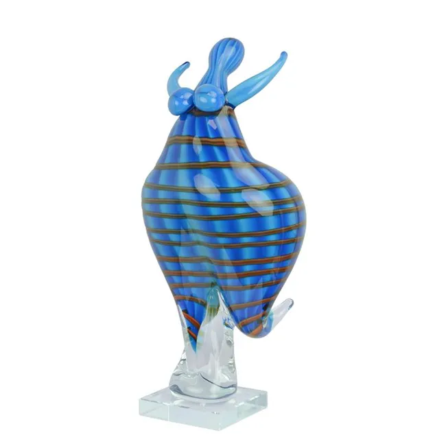 Murano-Stil Glas-Taenzerin Figur blau gestreift
