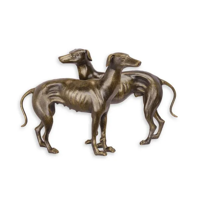 Paar stehende Gusseisen-Greyhounds mit antikem Goldfinish