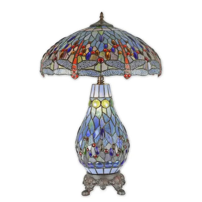 Tiffany Tischlampe Libellen Blau - Grossformat 68 cm