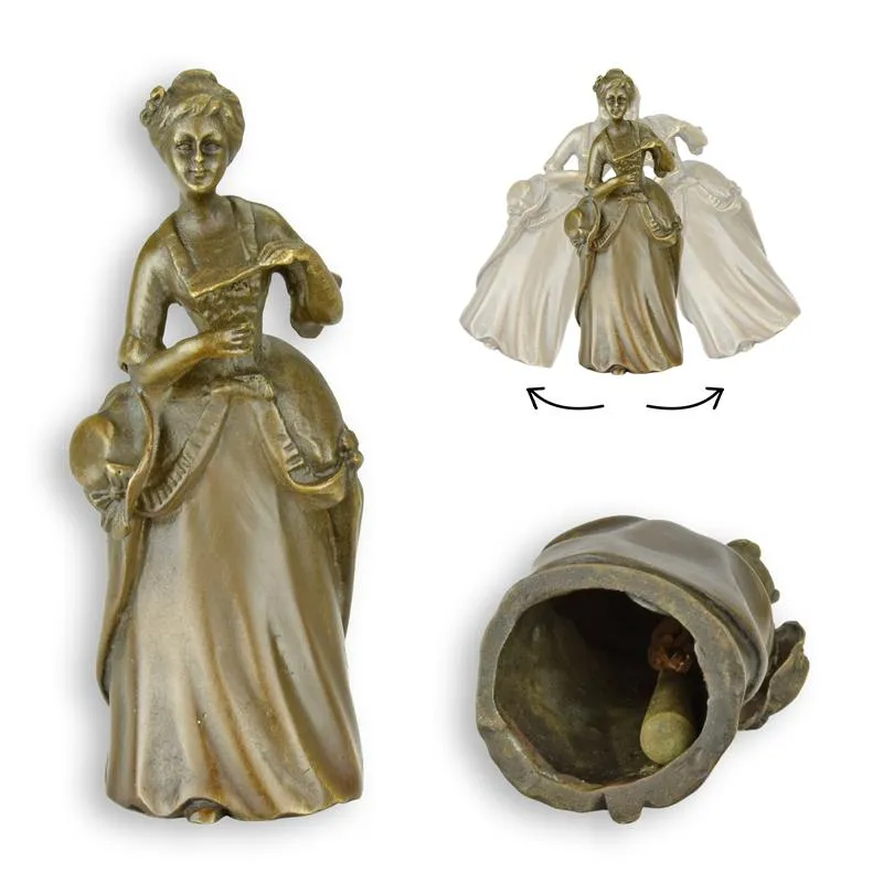 Tischglocke aus Bronze, Dame im historischen Kleid 10,6 cm