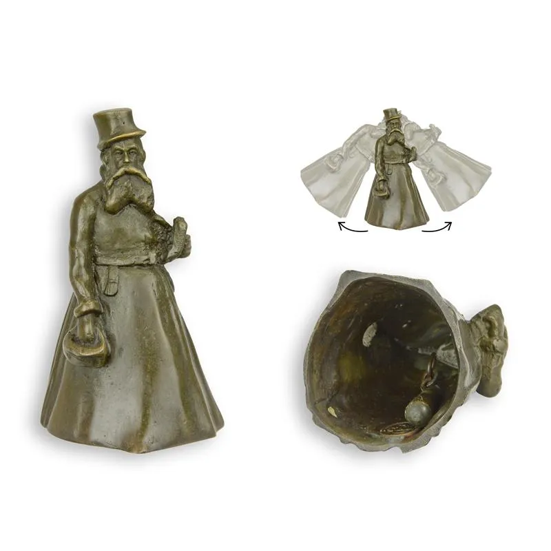 Tischglocke aus Bronze, Herr mit Zylinder 9,9 cm