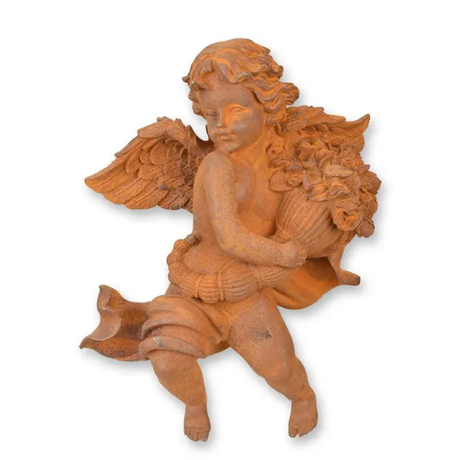 Wanddekoration Gusseisen-Engelkind mit Fuellhorn