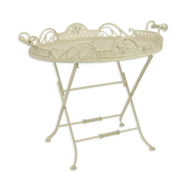 Weisser eiserner Butlertisch klappbar oval